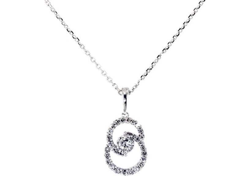 Main Image 1 of Previously Owned Encircled by Love Diamond Necklace 1/4 ct tw Round-cut 10K White Gold 18&quot;
