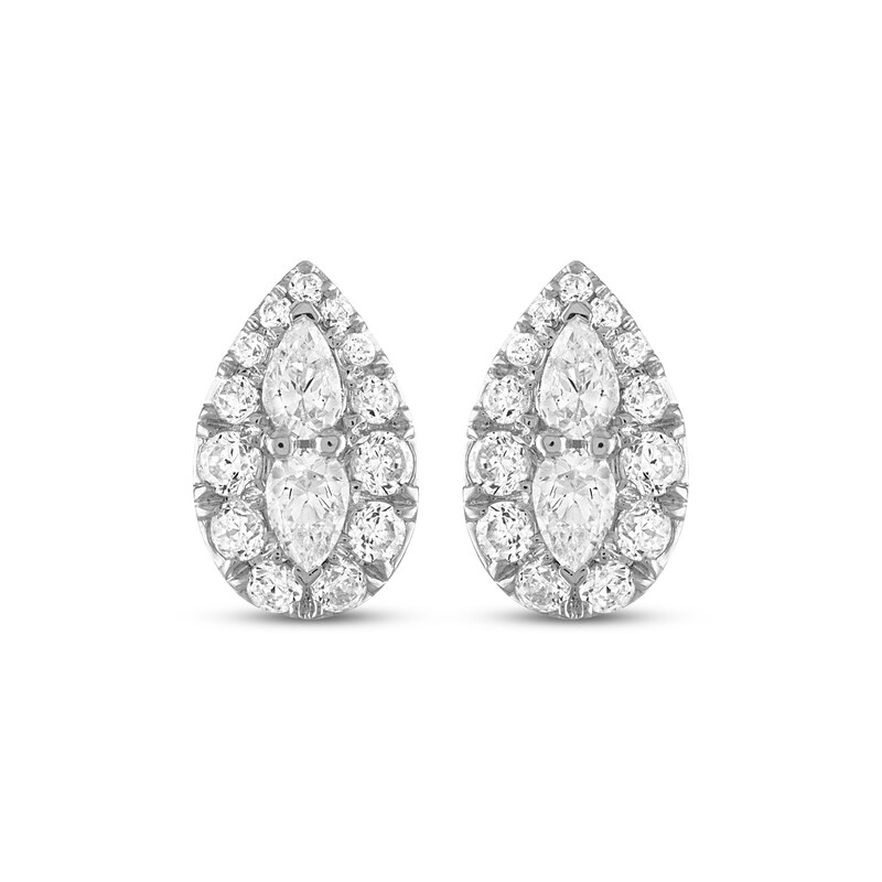 Main Image 2 of Previously Owned Forever Connected Diamond Earrings 3/8 ct tw Pear & Round-cut 10K White Gold