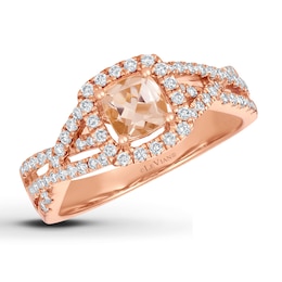 Previously Owned Le Vian Morganite Ring 3/8 ct tw Diamonds 14K Strawberry Gold