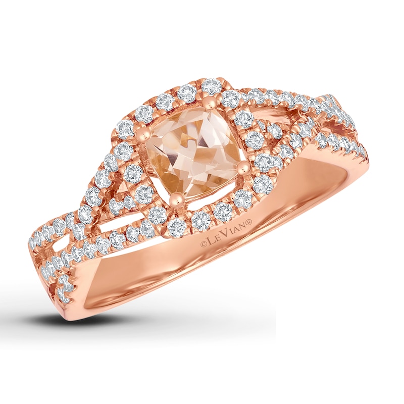 Main Image 1 of Previously Owned Le Vian Morganite Ring 3/8 ct tw Diamonds 14K Strawberry Gold
