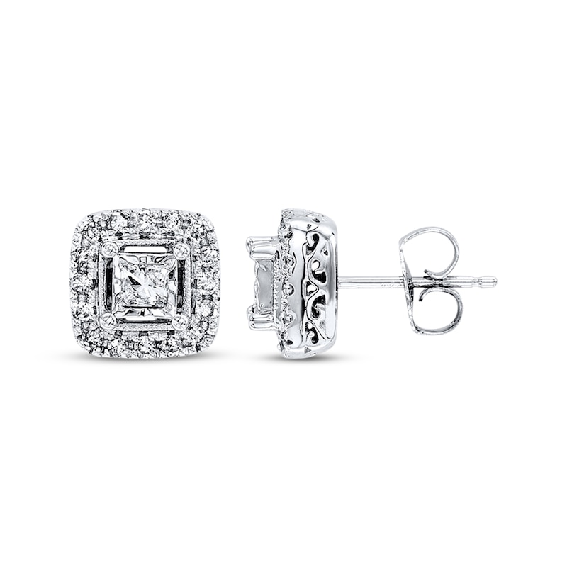 Previously Owned Diamond Earrings 1/2 ct tw Princess-cut 10K White Gold