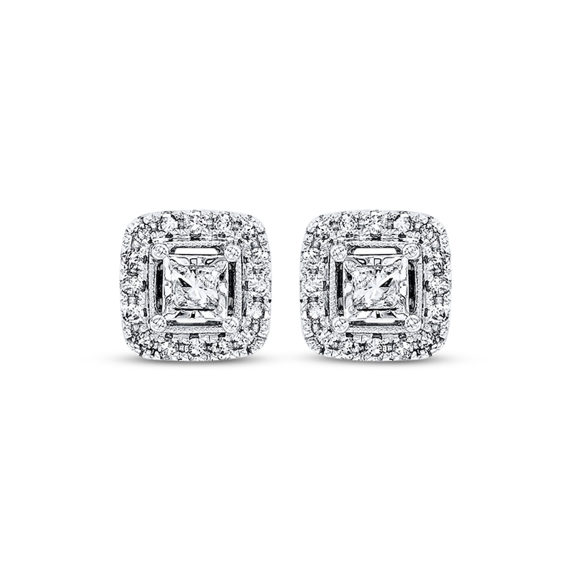 Main Image 2 of Previously Owned Diamond Earrings 1/2 ct tw Princess-cut 10K White Gold