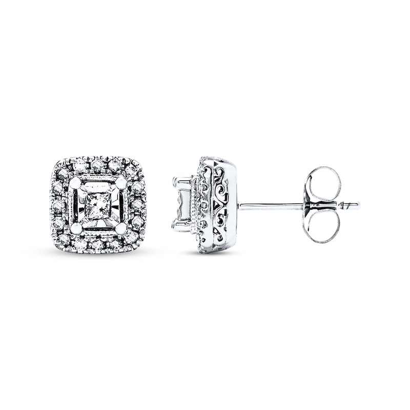 Previously Owned Diamond Earrings 1/4 ct tw Princess-cut 10K White Gold