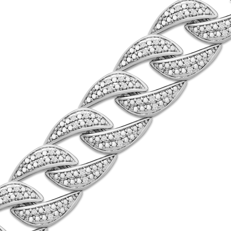 Main Image 2 of Previously Owned Men's Diamond Curb Link Bracelet 1 ct tw Sterling Silver 8.5&quot;
