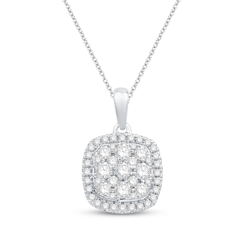 Main Image 1 of Previously Owned Diamond Necklace 1/2 ct tw Round-Cut 10K White Gold 18"