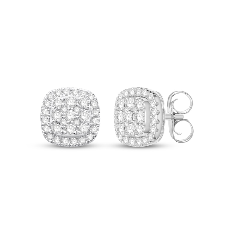 Main Image 1 of Previously Owned Diamond Stud Earrings 1/2 ct tw Round-Cut 10K White Gold