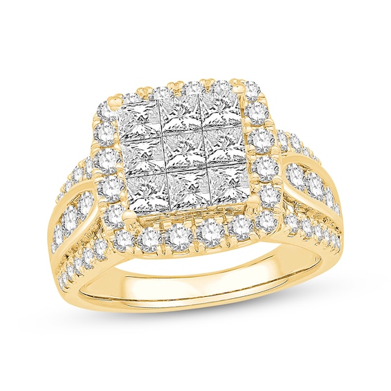 Previously Owned Diamond Engagement Ring 2-5/8 ct tw Princess & Round-cut 14K Yellow Gold