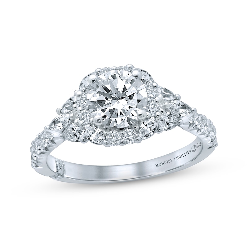 Previously Owned Monique Lhuillier Bliss Diamond Engagement Ring 1-7/8 ct tw Round, Marquise & Pear-Shaped 18K White Gold