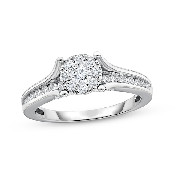 Previously Owned Diamond Engagement Ring 3/4 ct tw Round-cut 10K White Gold