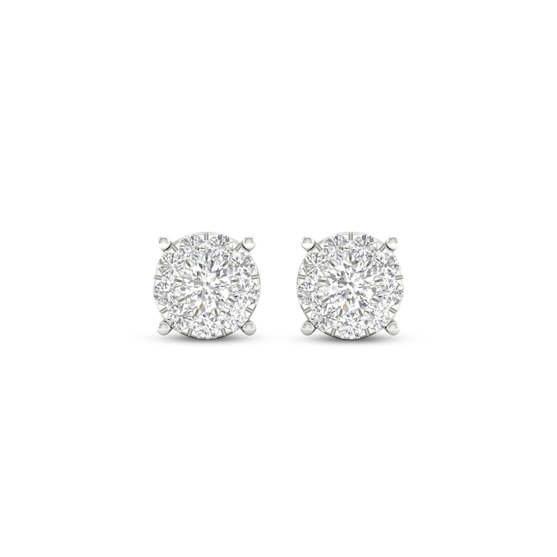 Previously Owned Diamond Halo Stud Earrings 1/2 ct tw Round-Cut 10K White Gold