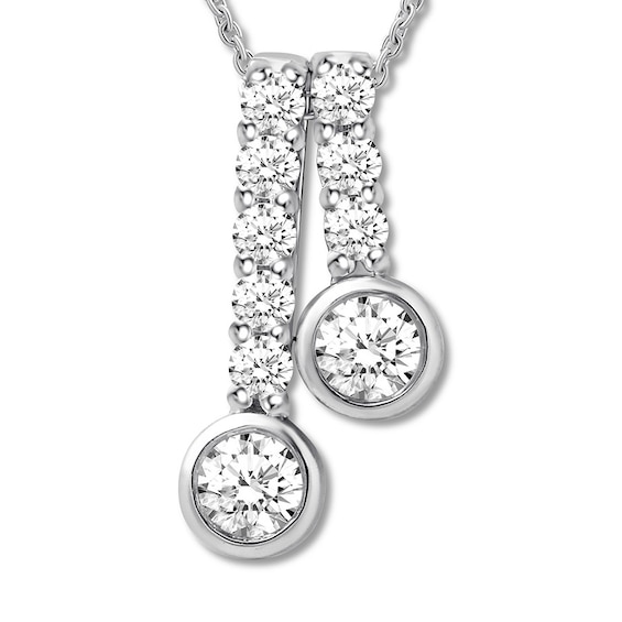 Previously Owned Ever Us Diamond Necklace 1/ ct tw Round-cut 14K White Gold 19