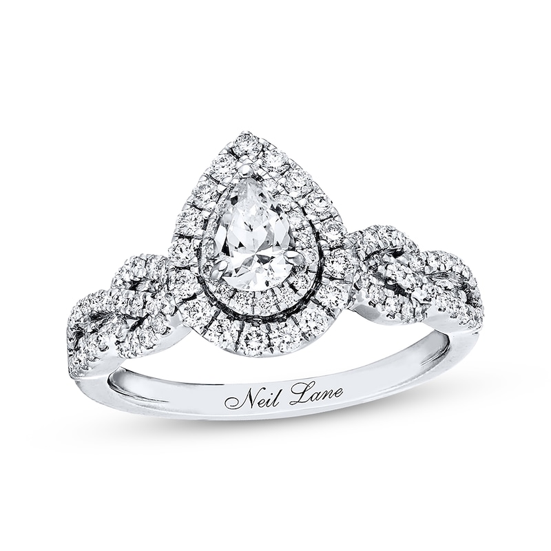 Main Image 1 of Previously Owned Neil Lane Engagement Ring 7/8 ct tw Pear & Round-cut Diamonds 14K White Gold - Size 8.5