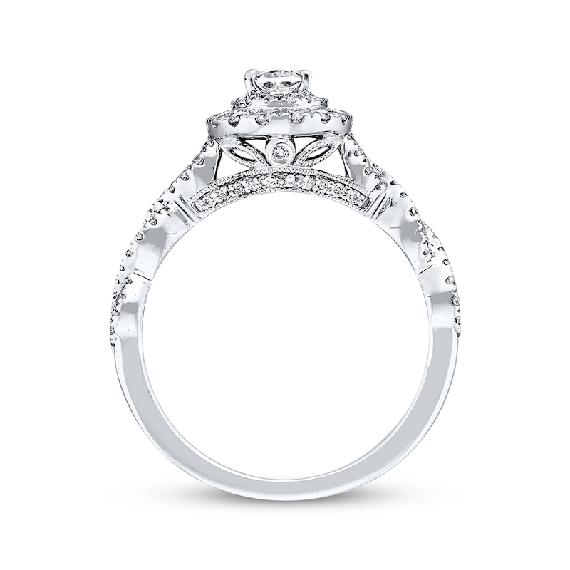 Previously Owned Neil Lane Diamond Enagagement Ring 1-1/6 ct tw Oval & Round-cut 14K White Gold