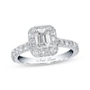 Previously Owned Neil Lane Diamond Engagement Ring 1-3/8 ct tw Emerald & Round-cut 14K White Gold