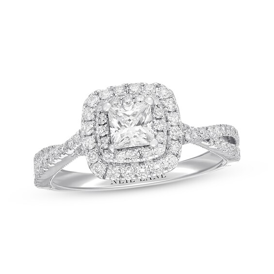 Previously Owned Neil Lane Diamond Engagement Ring 1 ct tw Princess & Round-cut 14K White Gold Size 4