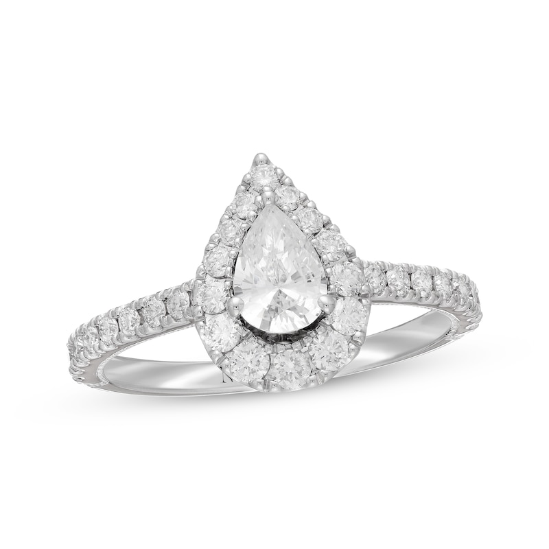 Previously Owned Neil Lane Diamond Engagement Ring 1 ct tw Pear & Round-cut 14K White Gold - Size 4.5