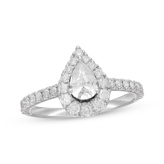 Previously Owned Neil Lane Diamond Engagement Ring 1 ct tw Pear & Round-cut 14K White Gold Size 5