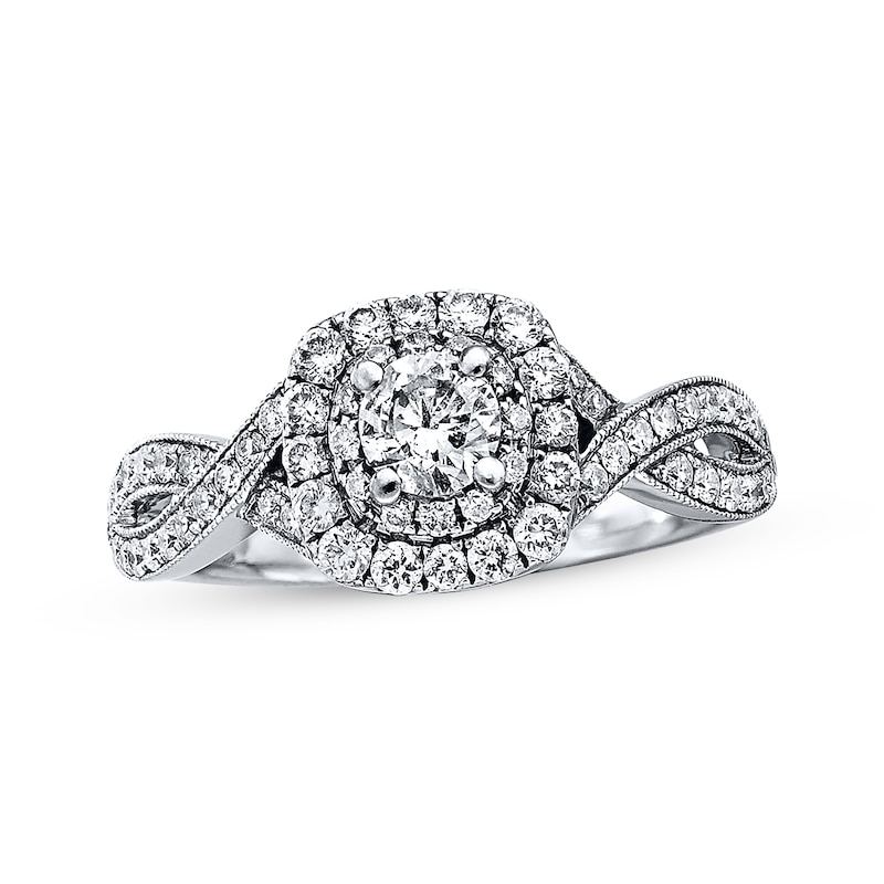 Previously Owned Neil Lane Engagement Ring 7/8 ct tw Round-cut Diamonds 14K White Gold - Size 7