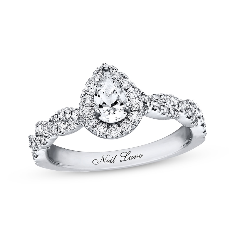 Main Image 1 of Previously Owned Neil Lane Engagement Ring 3/4 ct tw Pear & Round-cut Diamonds 14K White Gold - Size 9