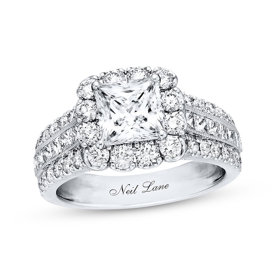 Previously Owned Neil Lane Diamond Engagement Ring 3 ct tw Princess & Round-cut 14K White Gold Size 4.5