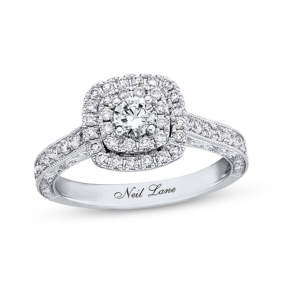 Previously Owned Neil Lane Engagement Ring 7/8 ct tw Round-cut Diamonds 14K White Gold Size 4