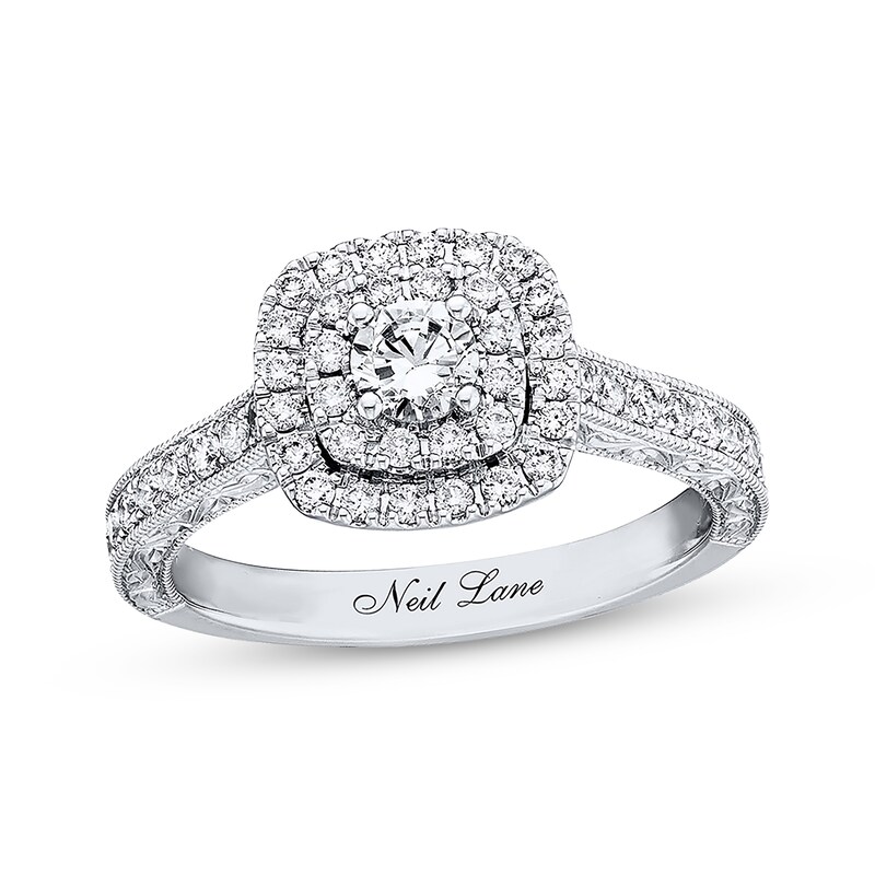 Previously Owned Neil Lane Engagement Ring 7/8 ct tw Round-cut Diamonds 14K White Gold - Size 4