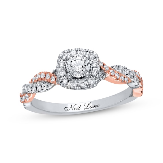 Previously Owned Neil Lane Engagement Ring 1/2 ct tw Round-cut Diamonds 14K Two-Tone Gold Size 9.5