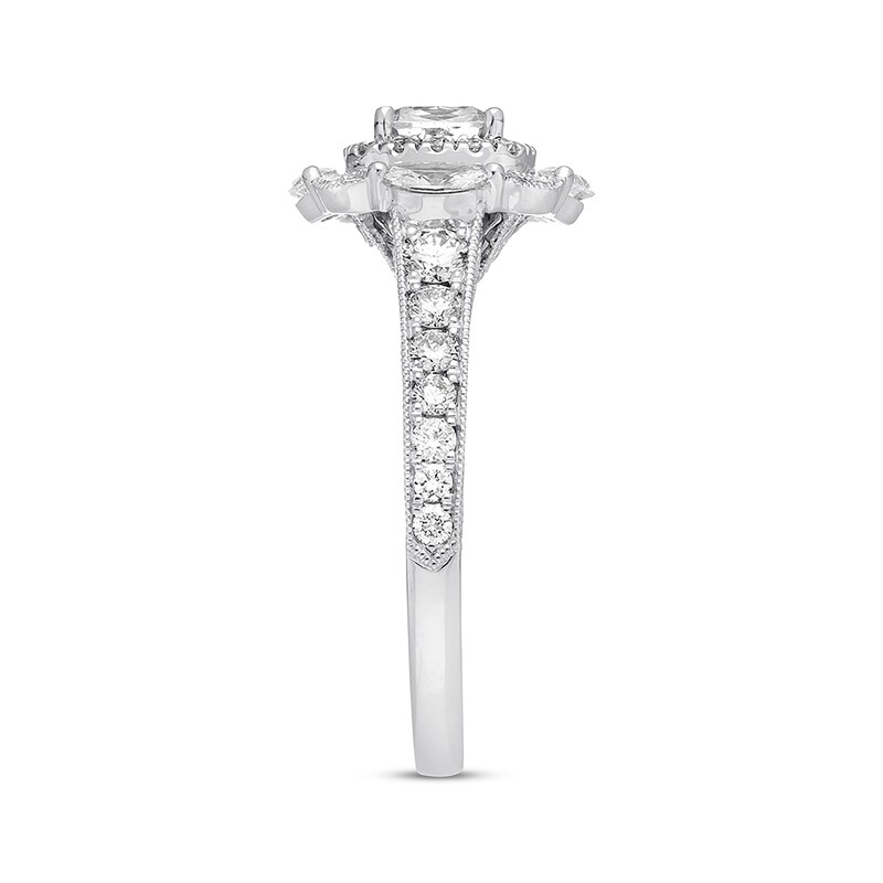 Previously Owned Neil Lane Diamond Engagement Ring 1-5/8 ct tw Cushion, Marquise & Round-cut 14K White Gold - Size 4