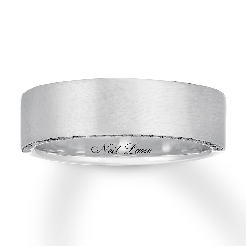 Main Image 1 of Previously Owned Neil Lane Men's Black Diamond Wedding Band 1/5 ct tw Round-cut 14K White Gold Size 12.5