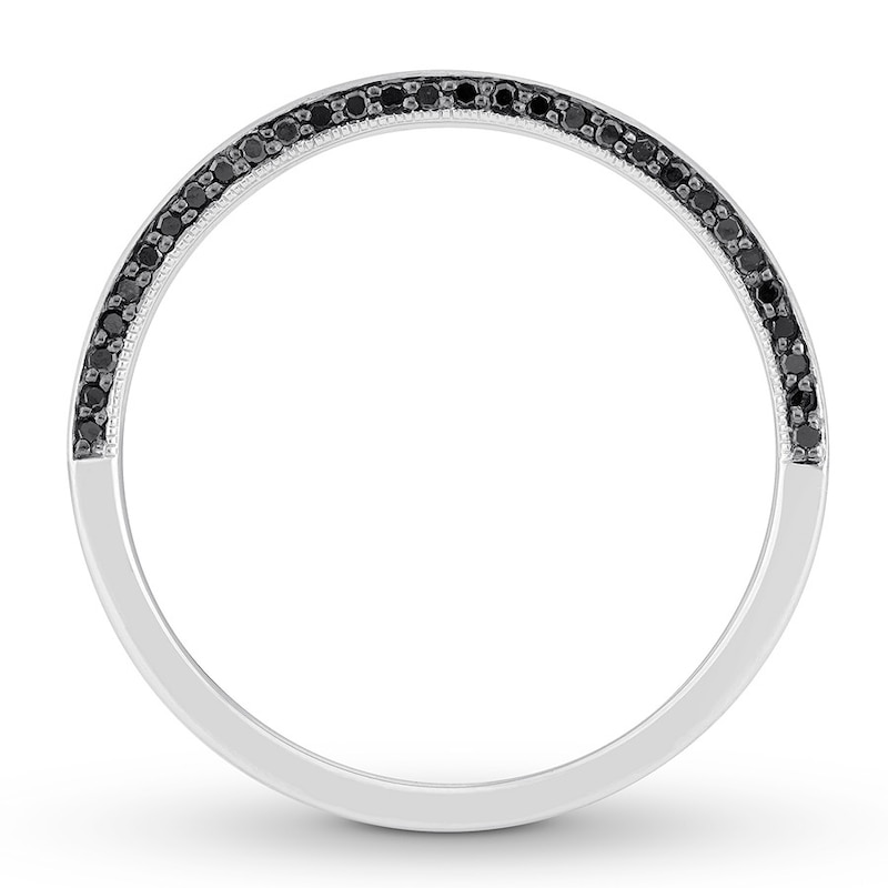 Main Image 2 of Previously Owned Neil Lane Men's Black Diamond Wedding Band 1/5 ct tw Round-cut 14K White Gold Size 12.5