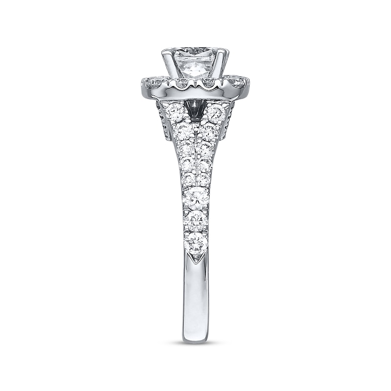 Main Image 2 of Previously Owned Neil Lane Engagement Ring 2-1/6 ct tw Cushion & Round-cut Diamonds 14K White Gold - Size 4