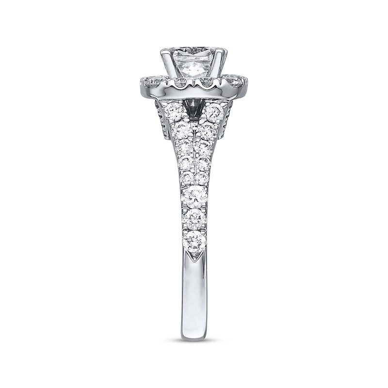 Previously Owned Neil Lane Engagement Ring 2-1/6 ct tw Cushion & Round-cut Diamonds 14K White Gold - Size 4