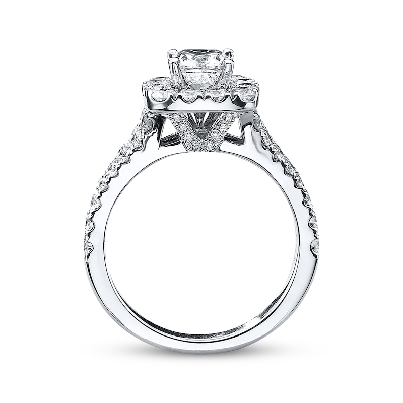 Main Image 3 of Previously Owned Neil Lane Engagement Ring 2-1/6 ct tw Cushion & Round-cut Diamonds 14K White Gold - Size 4