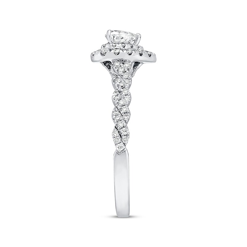 Previously Owned Neil Lane Engagement Ring 3/4 ct tw Heart & Round-cut Diamonds 14K White Gold - Size 10