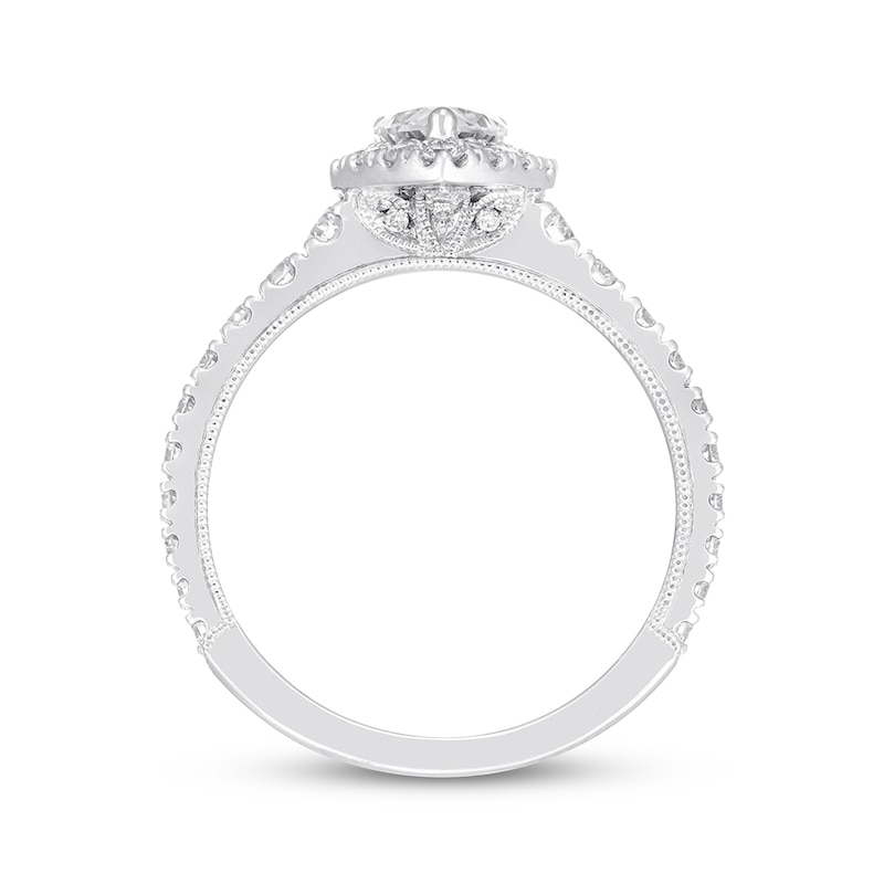 Main Image 3 of Previously Owned Neil Lane Premiere Diamond Engagement Ring 1-1/2 ct tw Pear & Round-cut 14K White Gold - Size 4
