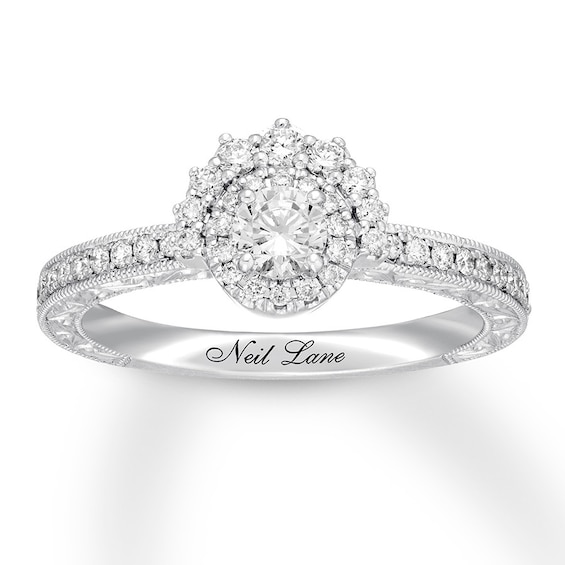 Previously Owned Neil Lane Round Diamond Engagement Ring 1/2 ct tw 14K White Gold