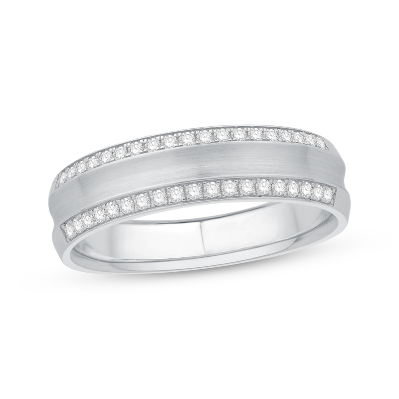 Main Image 1 of Previously Owned Men's Diamond Wedding Band 1/4 ct tw Round-cut 10K White Gold