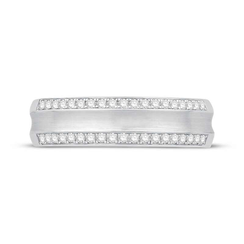 Main Image 2 of Previously Owned Men's Diamond Wedding Band 1/4 ct tw Round-cut 10K White Gold