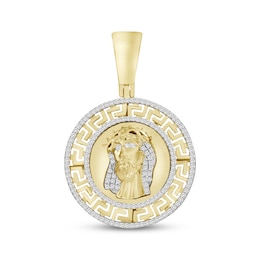 Previously Owned Men's Diamond Christ Pendant 1/2 ct tw Round-cut 10K Yellow Gold