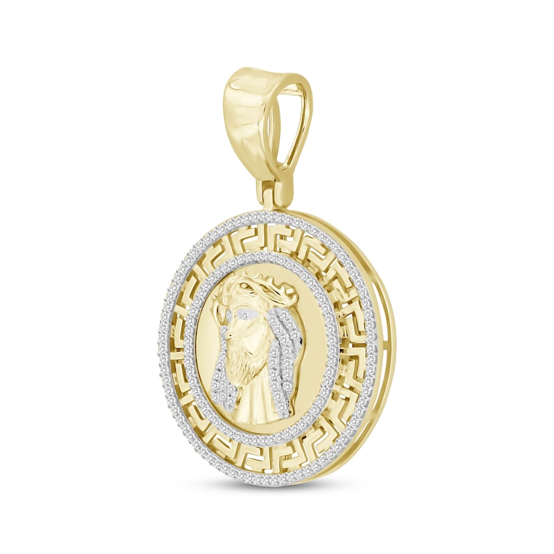 Previously Owned Men's Diamond Christ Pendant 1/2 ct tw Round-cut 10K Yellow Gold