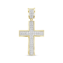 Previously Owned Men's Diamond Cross Pendant 1/5 ct tw Round-cut 10K Yellow Gold