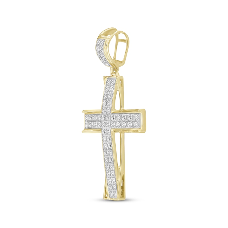 Previously Owned Men's Diamond Cross Pendant 1/5 ct tw Round-cut 10K Yellow Gold