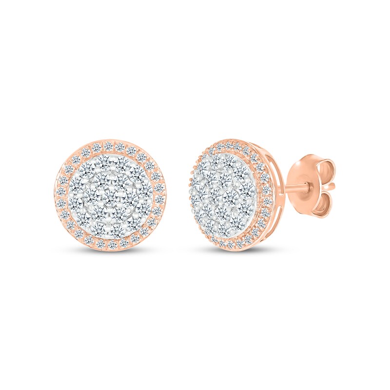Main Image 1 of Previously Owned Multi-Diamond Stud Earrings 1-1/8 ct tw Round-cut 10K Rose Gold