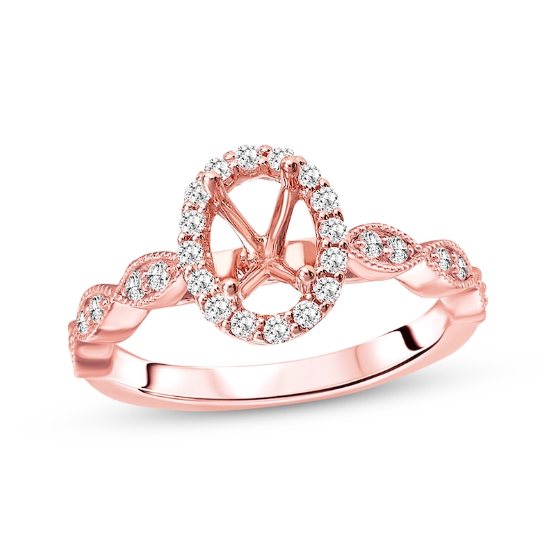 Main Image 1 of Previously Owned Diamond Oval Ring Setting 1/3 ct tw Round-cut 14K Rose Gold