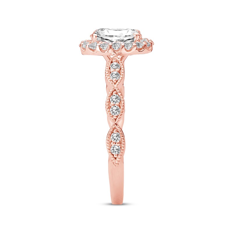 Main Image 2 of Previously Owned Diamond Oval Ring Setting 1/3 ct tw Round-cut 14K Rose Gold