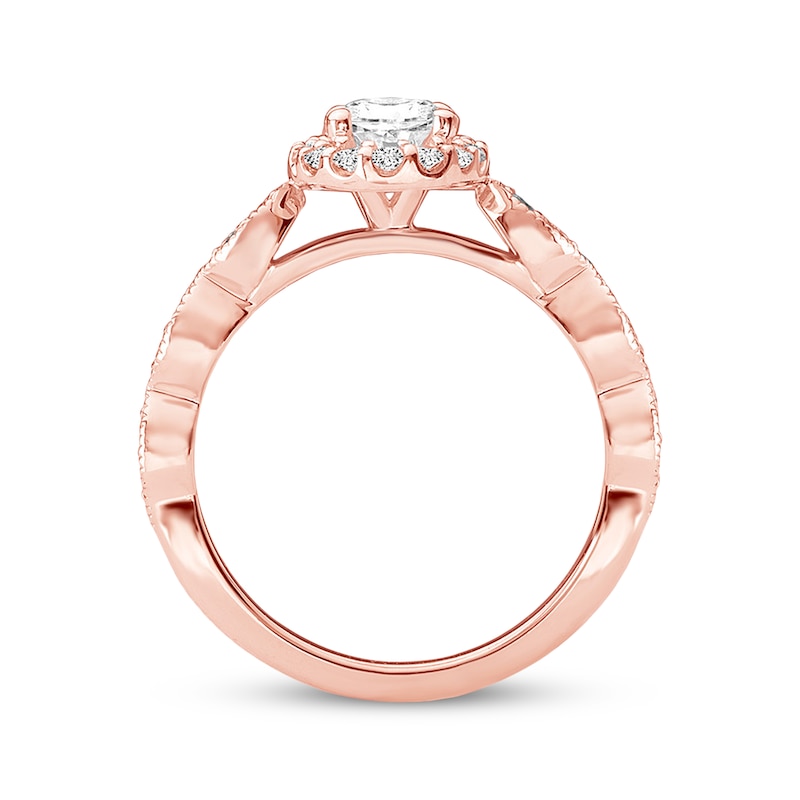 Main Image 3 of Previously Owned Diamond Oval Ring Setting 1/3 ct tw Round-cut 14K Rose Gold