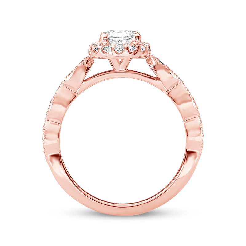 Previously Owned Diamond Oval Ring Setting 1/3 ct tw Round-cut 14K Rose Gold