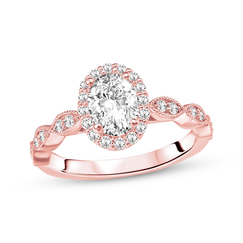Main Image 4 of Previously Owned Diamond Oval Ring Setting 1/3 ct tw Round-cut 14K Rose Gold