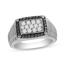 Previously Owned Men's Black & White Diamond Ring 1 ct tw 10K White Gold