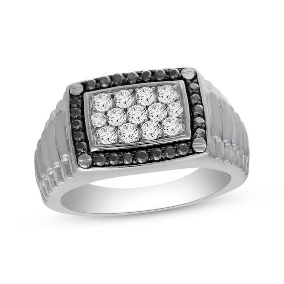 Previously Owned Men's Black & White Diamond Ring 1 ct tw 10K White Gold